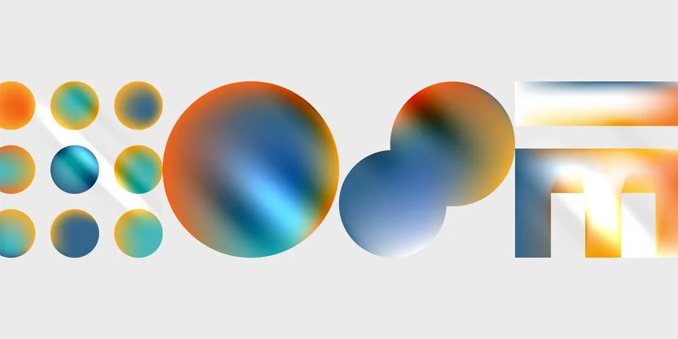 Simple shapes - circles, triangles, rectangles abstract background. Vector Stock Illustration