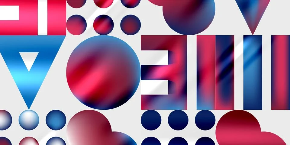Simple shapes - circles, triangles, rectangles abstract background. Vector Stock Illustration