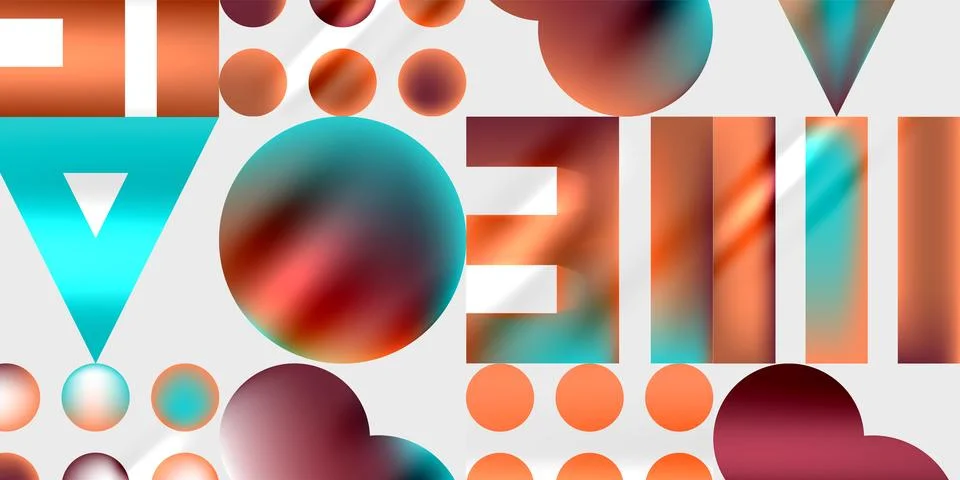 Simple shapes - circles, triangles, rectangles abstract background. Vector Stock Illustration