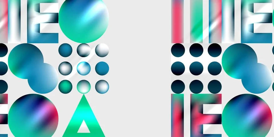 Simple shapes - circles, triangles, rectangles abstract background. Vector Stock Illustration