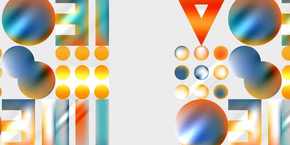 Simple shapes - circles, triangles, rectangles abstract background. Vector Stock Illustration
