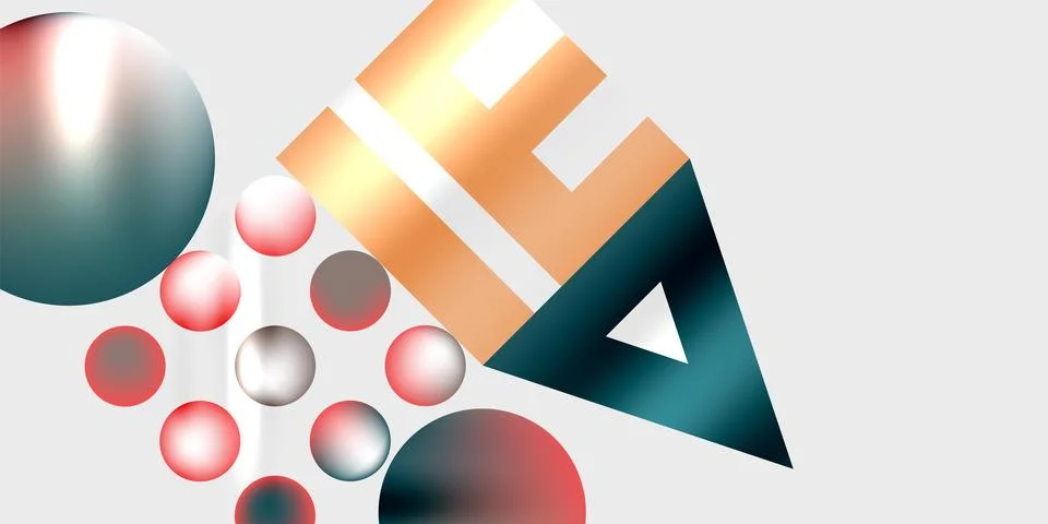 Simple shapes - circles, triangles, rectangles abstract background. Vector .. Stock Illustration