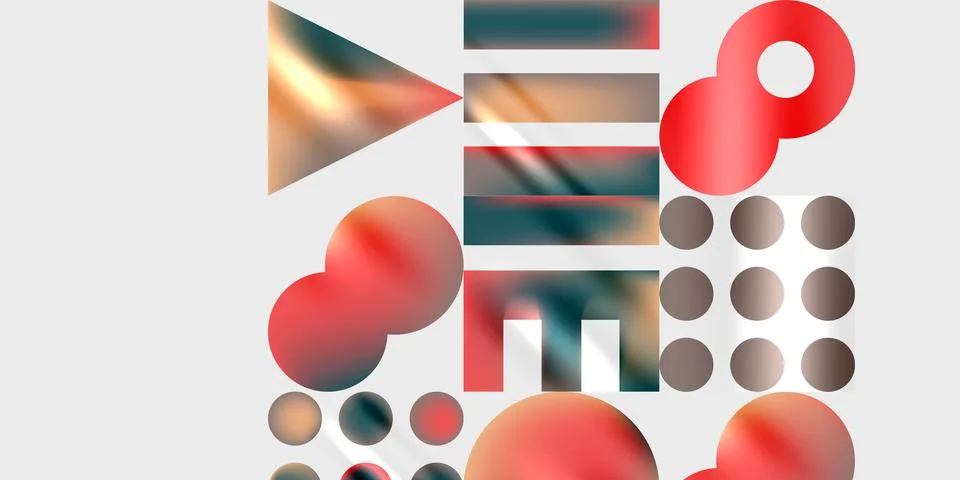 Simple shapes - circles, triangles, rectangles abstract background. Vector .. Stock Illustration