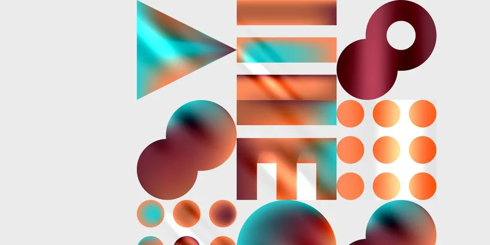 Simple shapes - circles, triangles, rectangles abstract background. Vector .. Stock Illustration