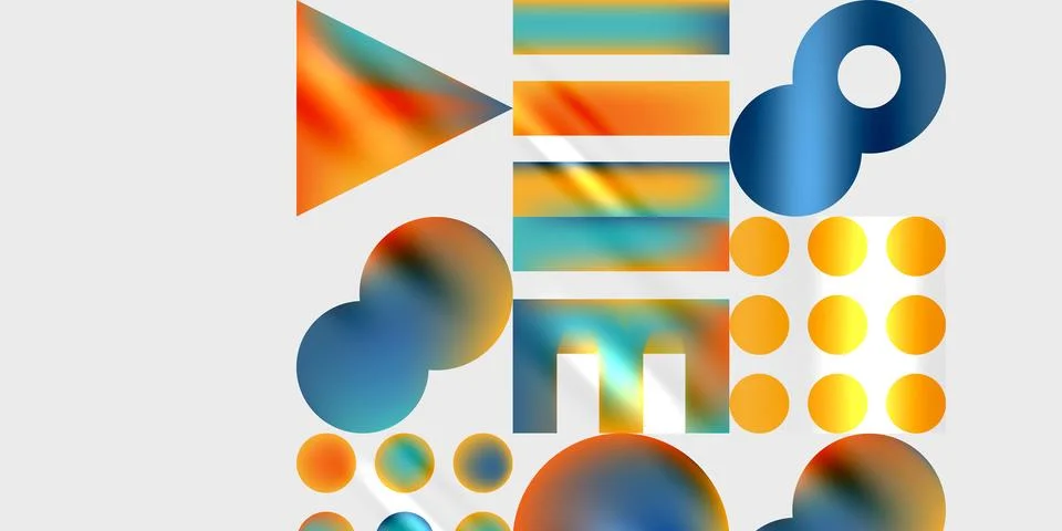 Simple shapes - circles, triangles, rectangles abstract background. Vector .. Stock Illustration