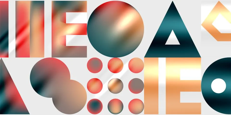 Simple shapes - circles, triangles, rectangles abstract background. Vector .. Stock Illustration