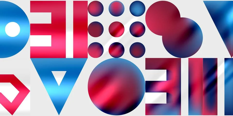 Simple shapes - circles, triangles, rectangles abstract background. Vector .. Stock Illustration