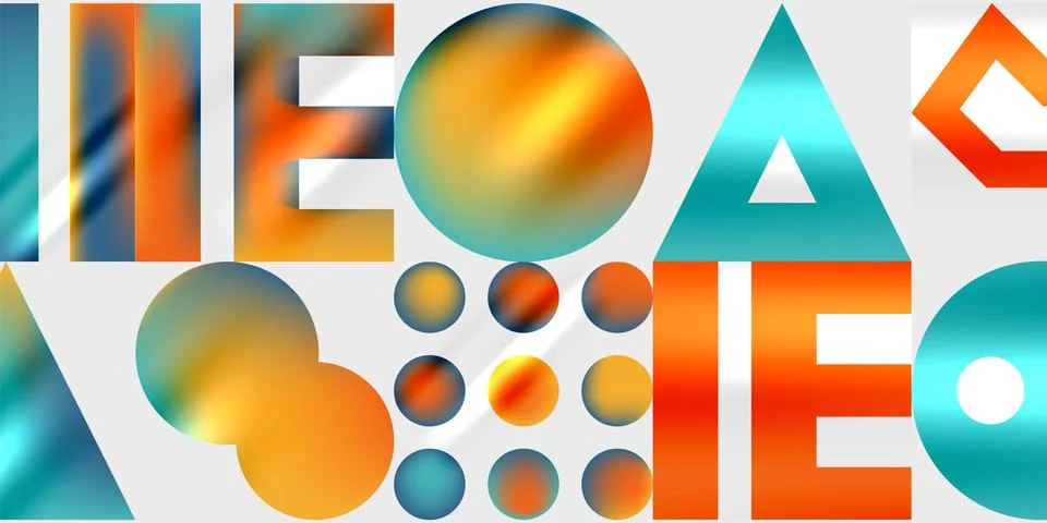 Simple shapes - circles, triangles, rectangles abstract background. Vector .. Stock Illustration