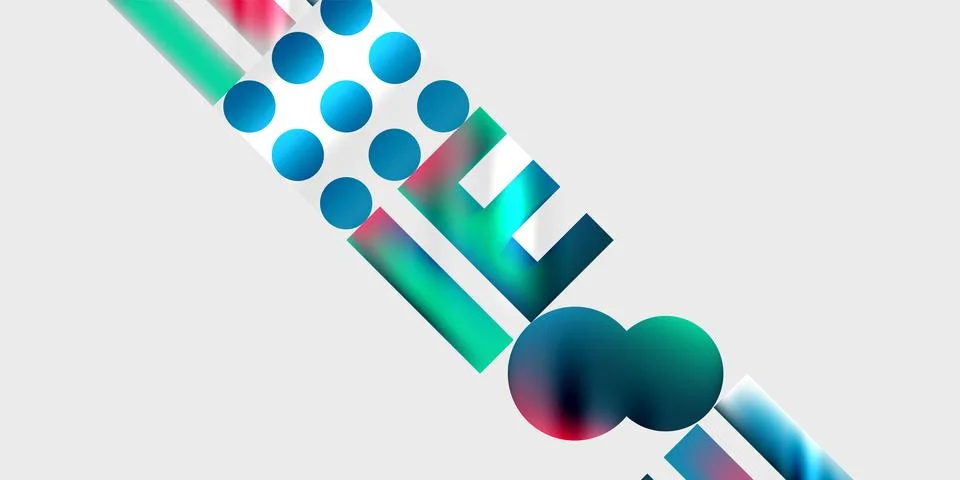 Simple shapes - circles, triangles, rectangles abstract background. Vector .. Stock Illustration