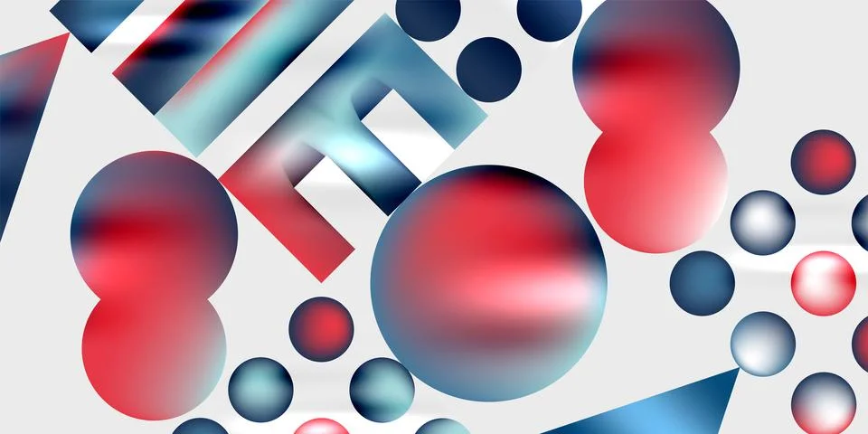 Simple shapes - circles, triangles, rectangles abstract background. Vector .. Stock Illustration