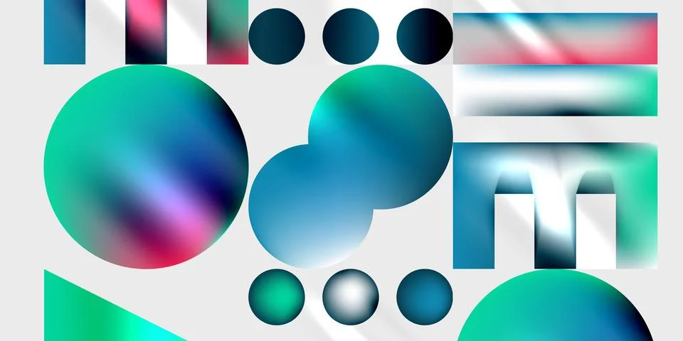 Simple shapes - circles, triangles, rectangles abstract background. Vector .. Stock Illustration