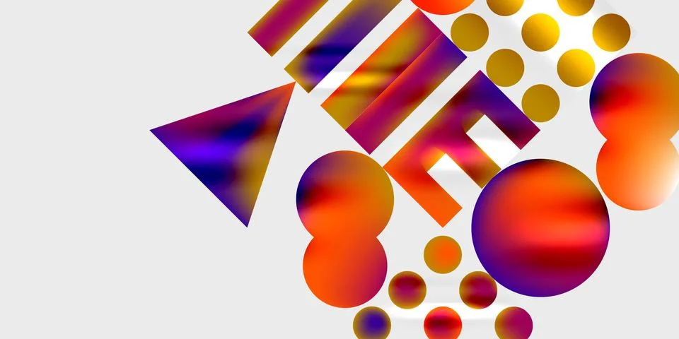 Simple shapes - circles, triangles, rectangles abstract background. Vector .. Stock Illustration