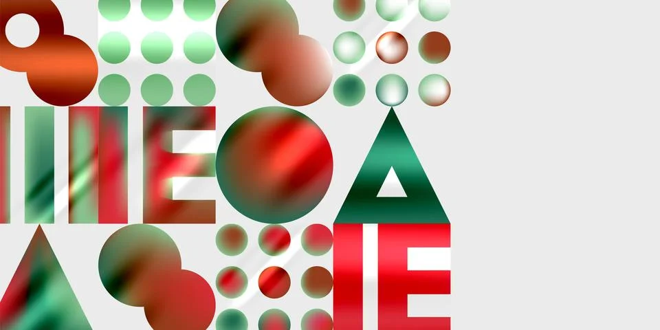 Simple shapes - circles, triangles, rectangles abstract background. Vector Stock Illustration