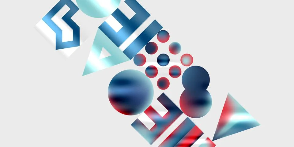 Simple shapes - circles, triangles, rectangles abstract background. Vector Stock Illustration