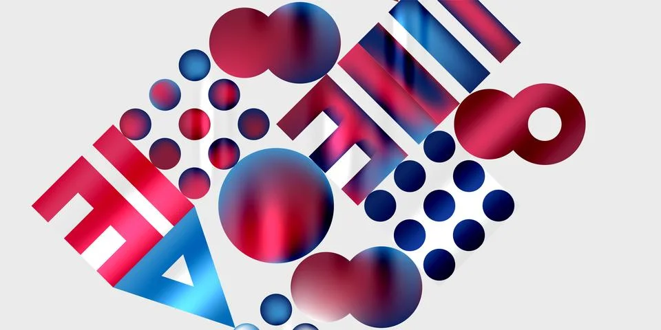 Simple shapes - circles, triangles, rectangles abstract background. Vector Stock Illustration