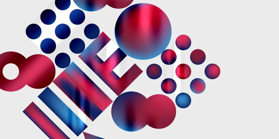 Simple shapes - circles, triangles, rectangles abstract background. Vector Stock Illustration