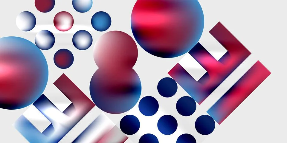 Simple shapes - circles, triangles, rectangles abstract background. Vector Stock Illustration