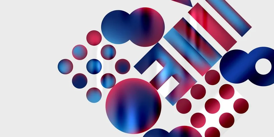Simple shapes - circles, triangles, rectangles abstract background. Vector Stock Illustration