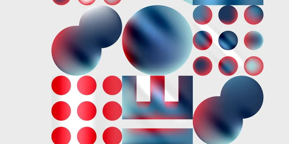 Simple shapes - circles, triangles, rectangles abstract background. Vector Stock Illustration