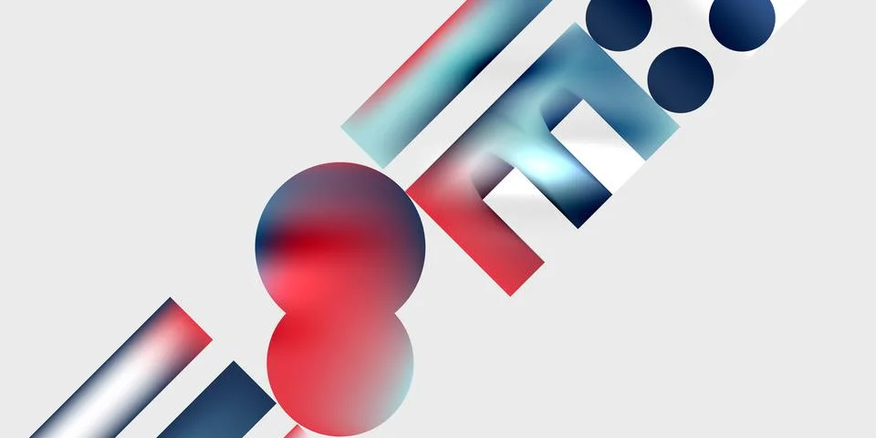 Simple shapes - circles, triangles, rectangles abstract background. Vector Stock Illustration