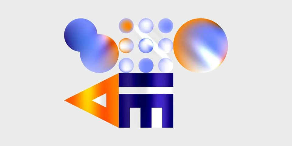 Simple shapes - circles, triangles, rectangles abstract background. Vector Stock Illustration