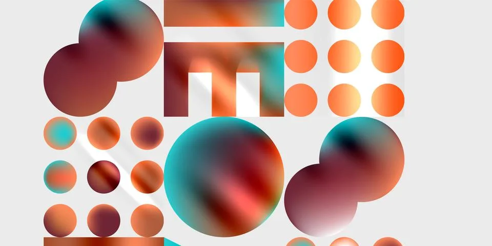 Simple shapes - circles, triangles, rectangles abstract background. Vector Stock Illustration