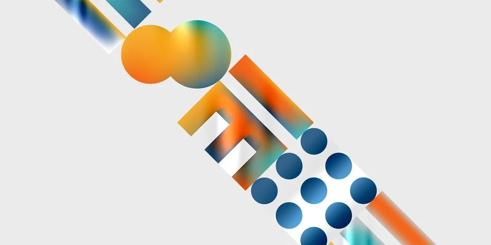 Simple shapes - circles, triangles, rectangles abstract background. Vector Stock Illustration