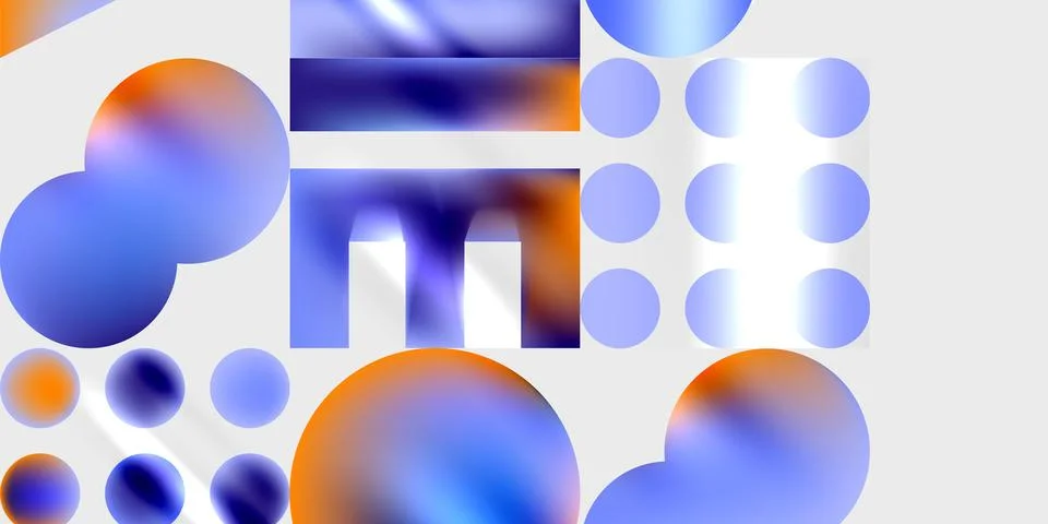 Simple shapes - circles, triangles, rectangles abstract background. Vector Stock Illustration