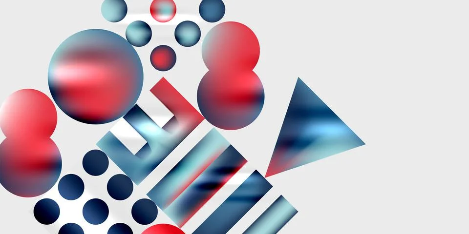 Simple shapes - circles, triangles, rectangles abstract background. Vector Stock Illustration