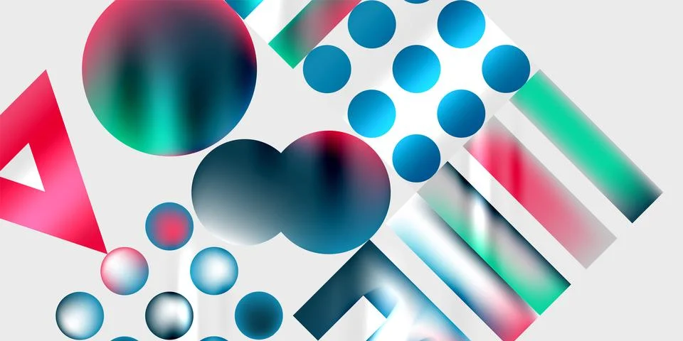 Simple shapes - circles, triangles, rectangles abstract background. Vector Stock Illustration