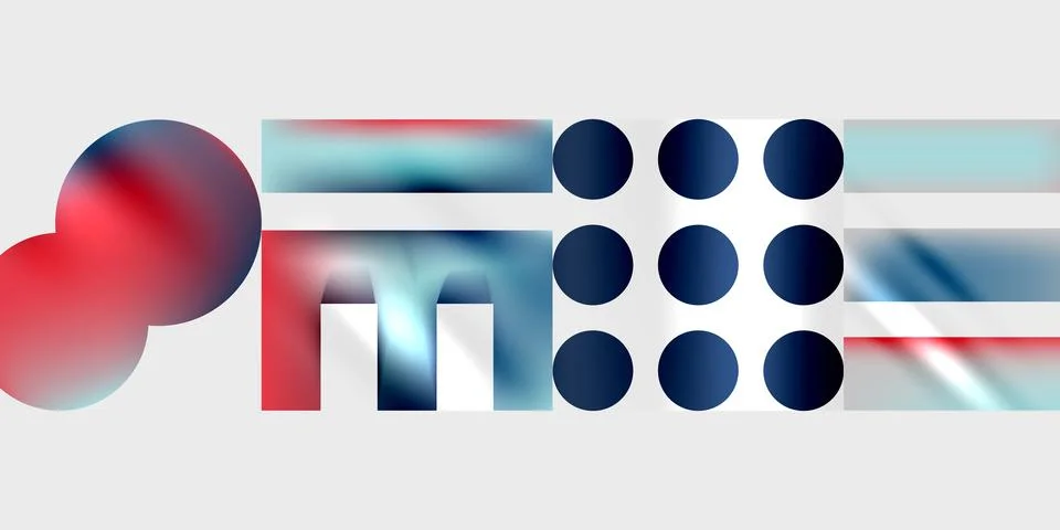 Simple shapes - circles, triangles, rectangles abstract background. Vector Illustrazione stock