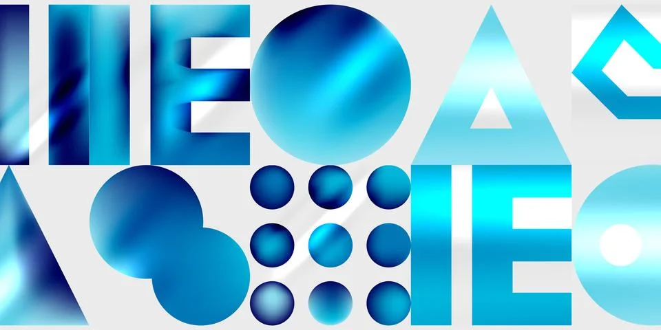 Simple shapes - circles, triangles, rectangles abstract background. Vector Stock Illustration