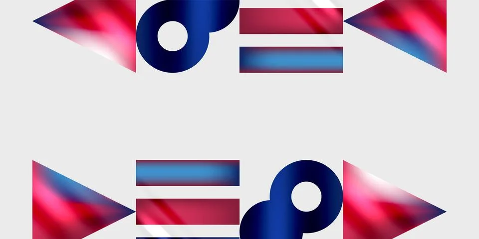 Simple shapes - circles, triangles, rectangles abstract background. Vector Stock Illustration