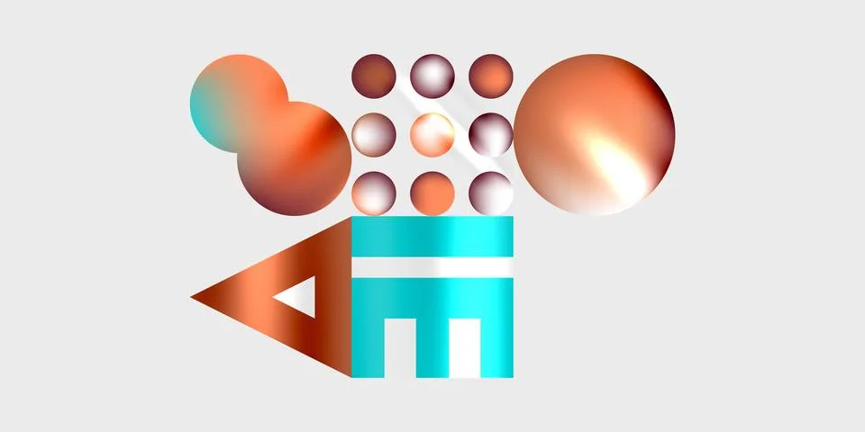 Simple shapes - circles, triangles, rectangles abstract background. Vector Stock Illustration