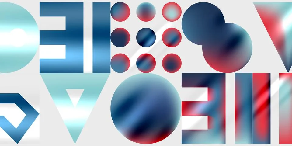 Simple shapes - circles, triangles, rectangles abstract background. Vector Stock Illustration