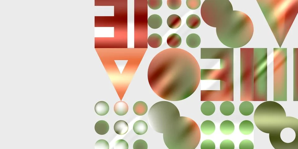 Simple shapes - circles, triangles, rectangles abstract background. Vector Stock Illustration