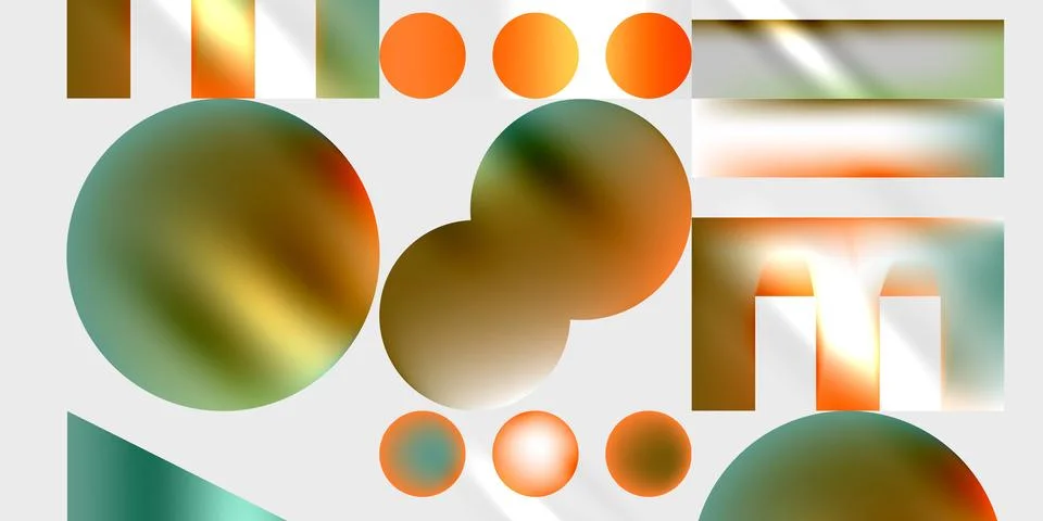 Simple shapes - circles, triangles, rectangles abstract background. Vector Stock Illustration