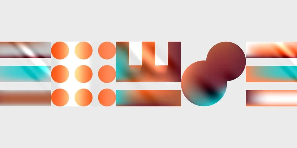Simple shapes - circles, triangles, rectangles abstract background. Vector Stock Illustration