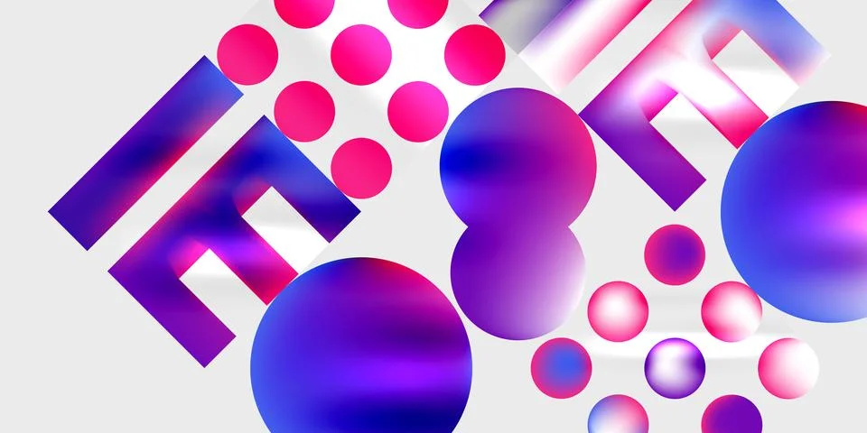Simple shapes - circles, triangles, rectangles abstract background. Vector Stock Illustration