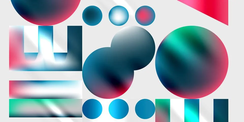 Simple shapes - circles, triangles, rectangles abstract background. Vector Stock Illustration
