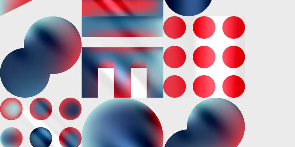 Simple shapes - circles, triangles, rectangles abstract background. Vector Stock Illustration