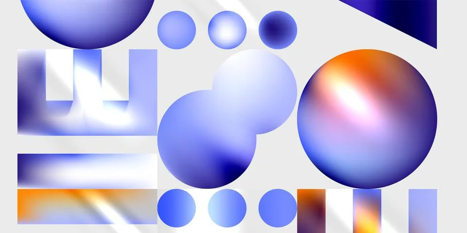 Simple shapes - circles, triangles, rectangles abstract background. Vector Stock Illustration