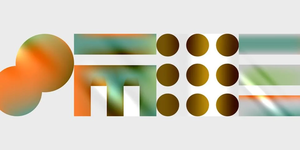 Simple shapes - circles, triangles, rectangles abstract background. Vector Ilustración de archivo