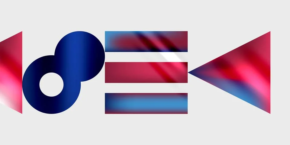 Simple shapes - circles, triangles, rectangles abstract background. Vector Ilustración de archivo
