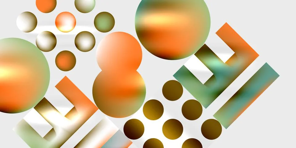 Simple shapes - circles, triangles, rectangles abstract background. Vector Stock Illustration