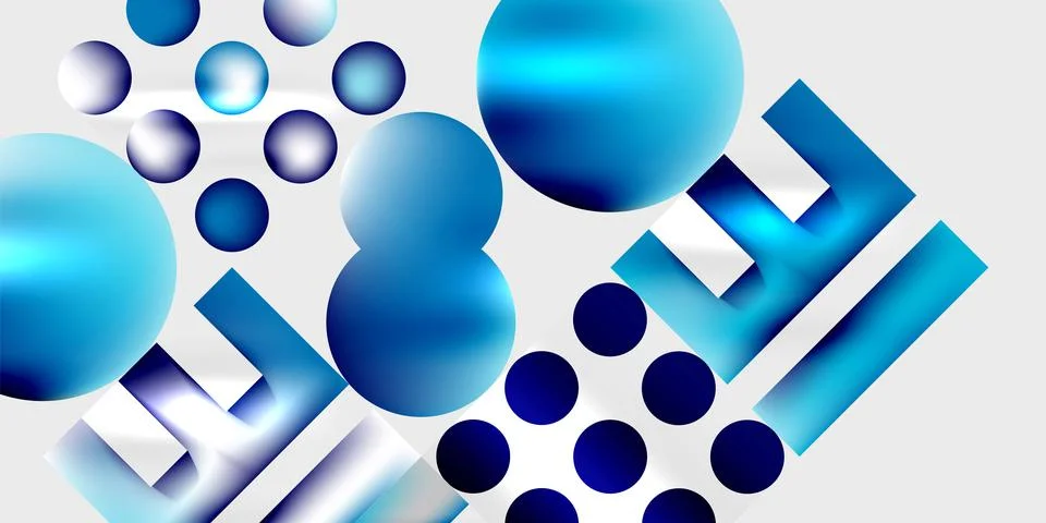 Simple shapes - circles, triangles, rectangles abstract background. Vector Stock Illustration