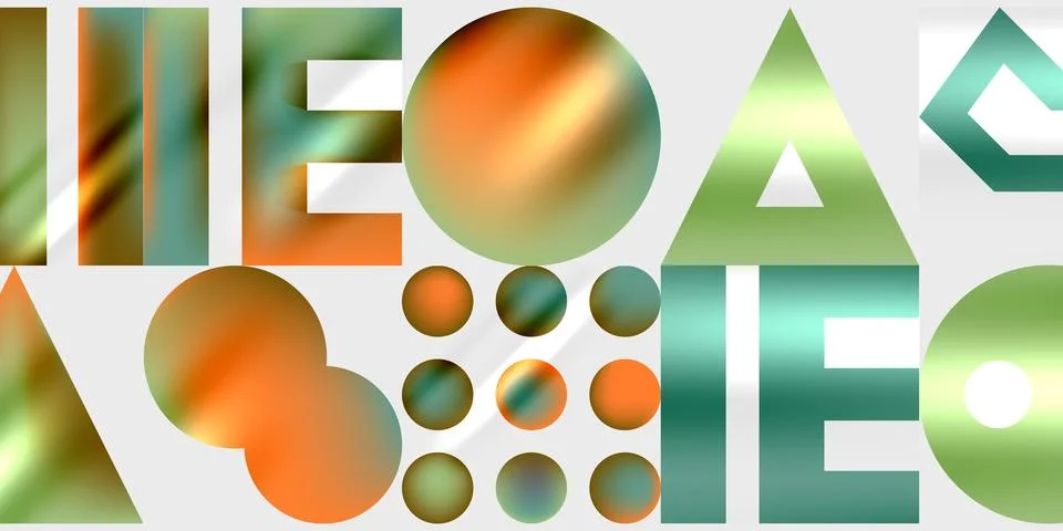 Simple shapes - circles, triangles, rectangles abstract background. Vector Stock Illustration