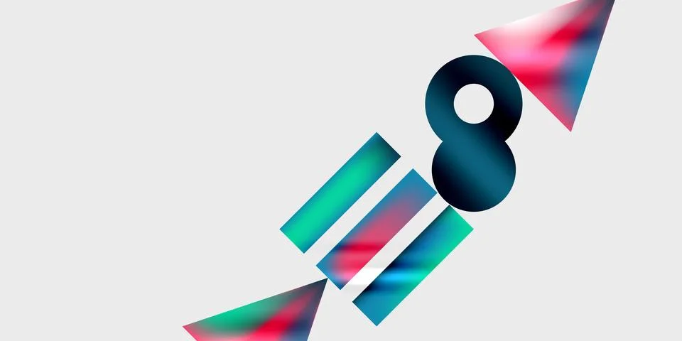 Simple shapes - circles, triangles, rectangles abstract background. Vector Stock Illustration