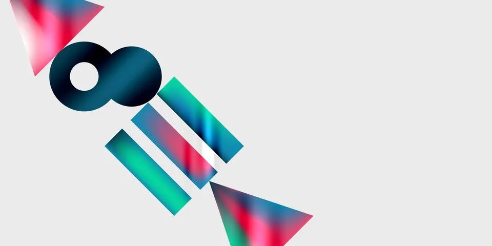 Simple shapes - circles, triangles, rectangles abstract background. Vector Ilustración de archivo