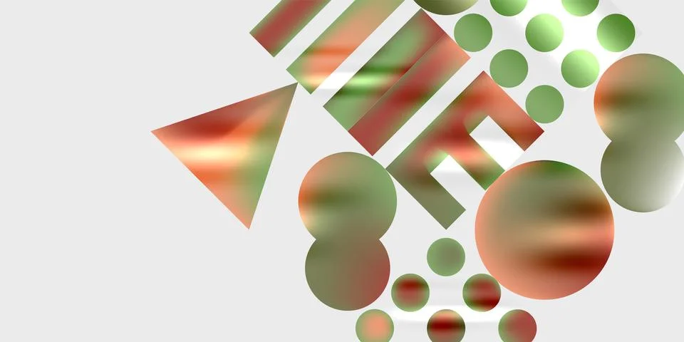 Simple shapes - circles, triangles, rectangles abstract background. Vector Stock Illustration